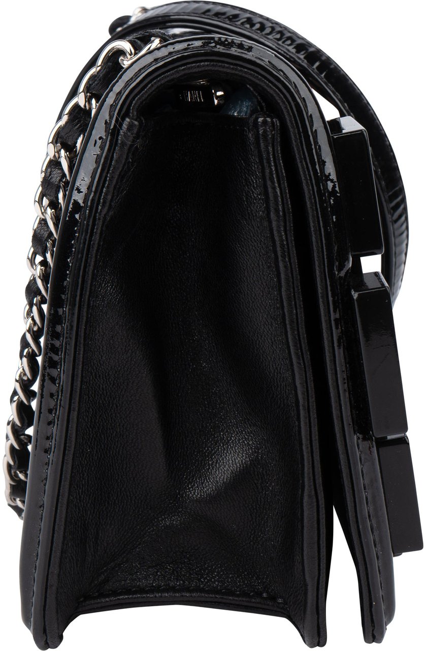 Chanel Chanel Plexi Brick CC Quilted Patent Leather Single Flap Crossbody Bag Zwart