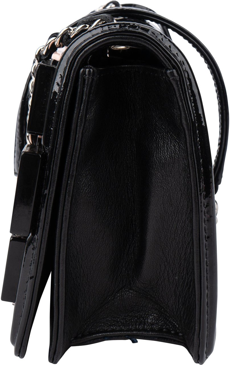 Chanel Chanel Plexi Brick CC Quilted Patent Leather Single Flap Crossbody Bag Zwart