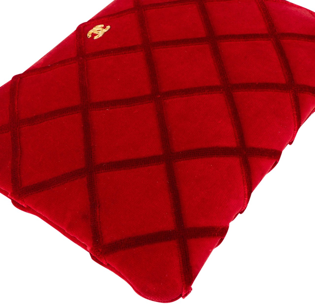 Chanel Chanel Rouge Stitching Velvet CC Clutch Rood