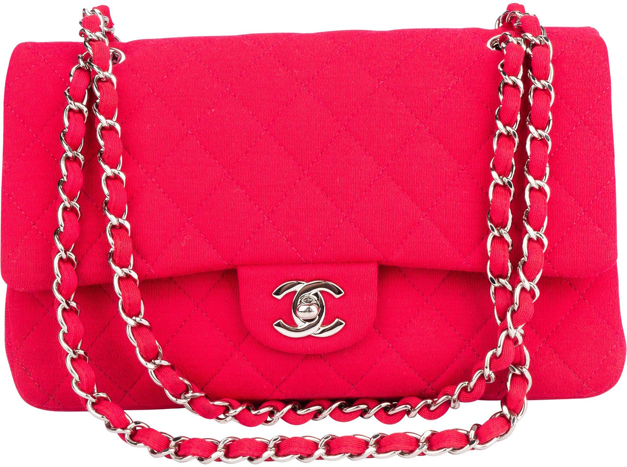 Chanel Quilted Cotton Medium Double Flap Crossbody Bag Rood