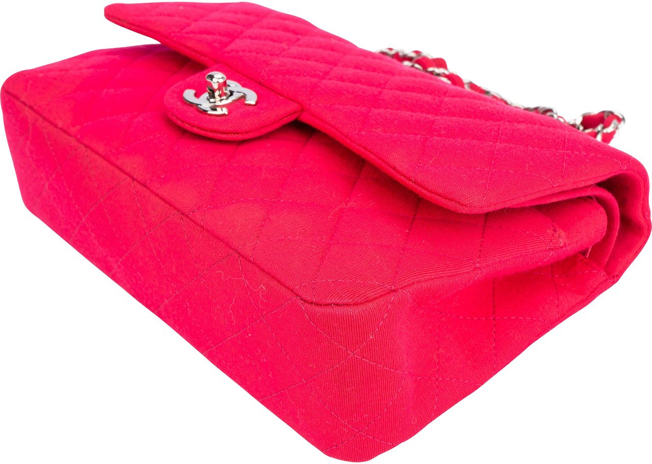 Chanel Quilted Cotton Medium Double Flap Crossbody Bag Rood