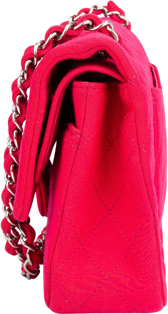 Chanel Quilted Cotton Medium Double Flap Crossbody Bag Rood