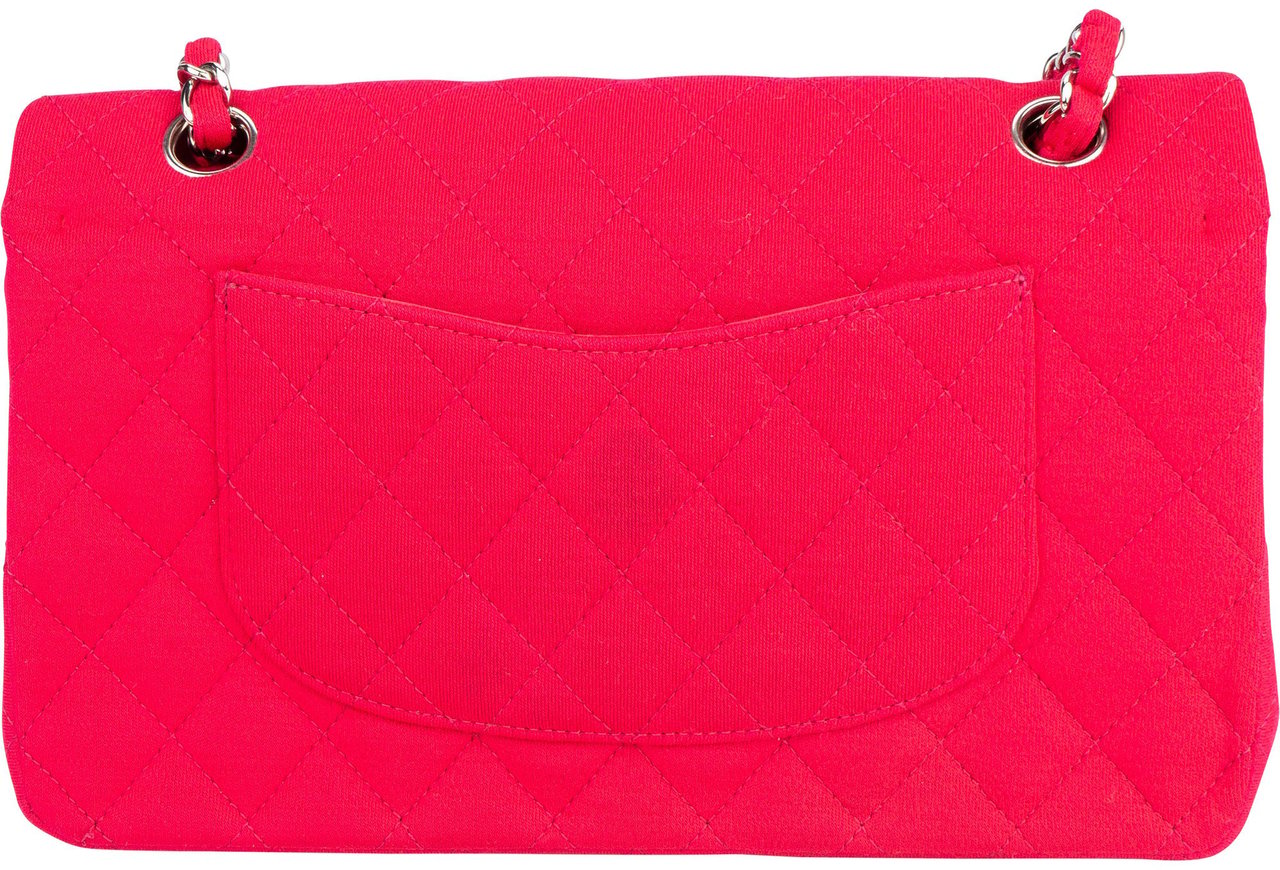 Chanel Quilted Cotton Medium Double Flap Crossbody Bag Rood