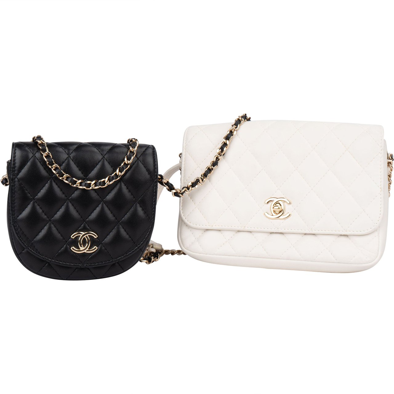 Chanel Chanel Quilted Lambskin Side Packs Single Flap Crossbody Bag Wit