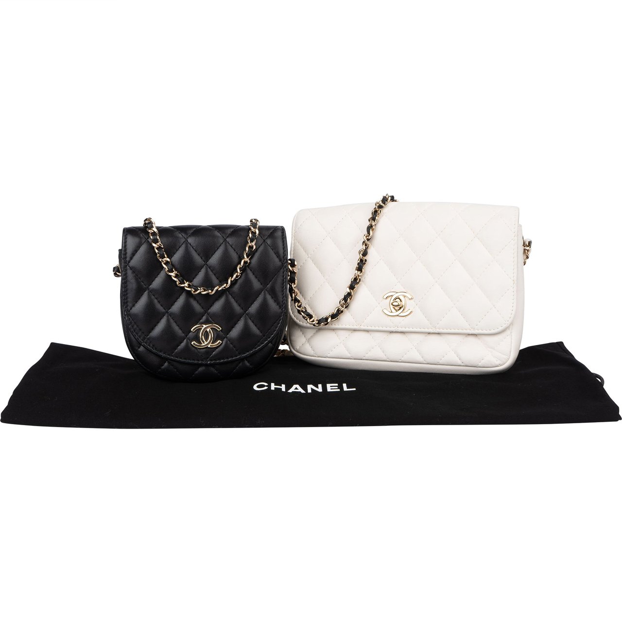 Chanel Chanel Quilted Lambskin Side Packs Single Flap Crossbody Bag Wit
