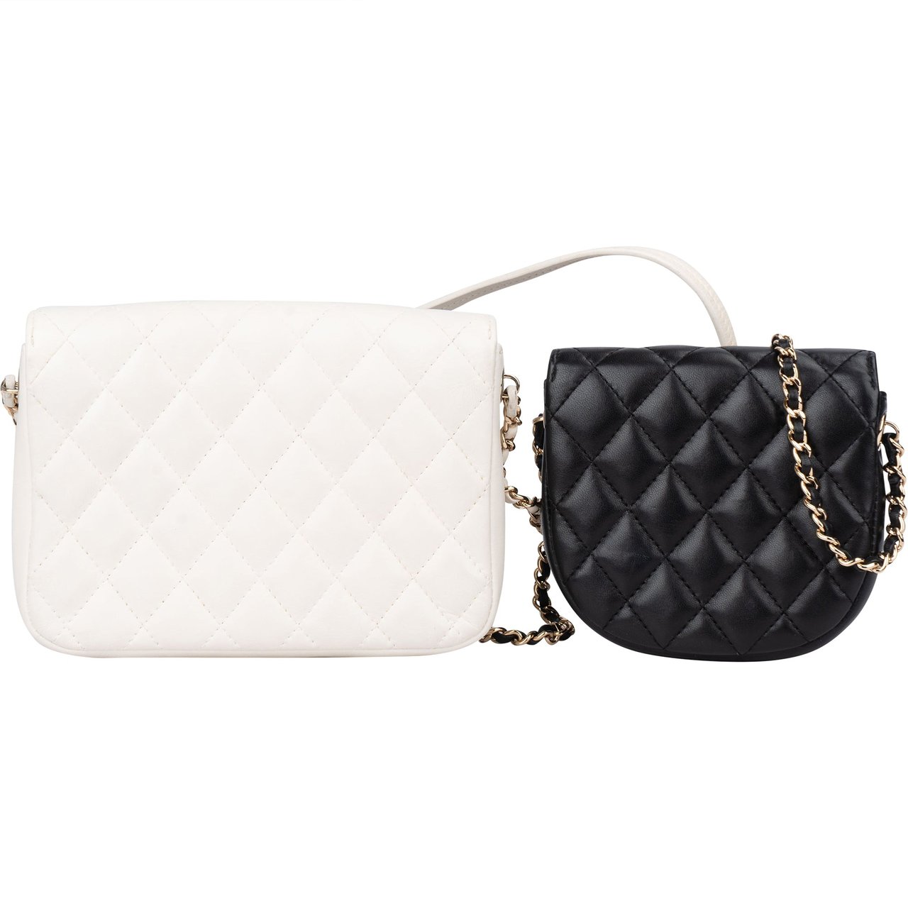Chanel Chanel Quilted Lambskin Side Packs Single Flap Crossbody Bag Wit