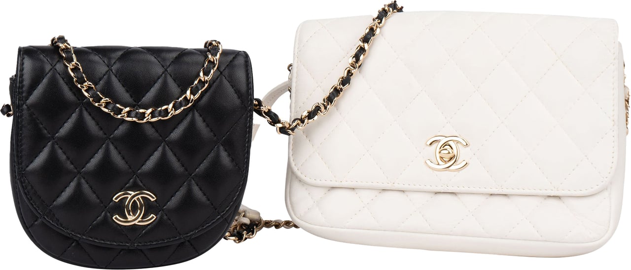 Chanel Chanel Quilted Lambskin Side Packs Single Flap Crossbody Bag Wit