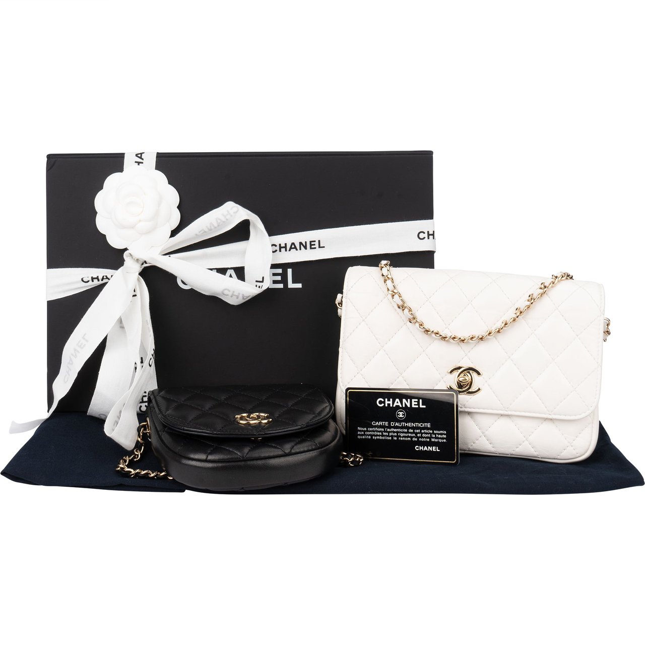 Chanel Chanel Quilted Lambskin Side Packs Single Flap Crossbody Bag Zwart