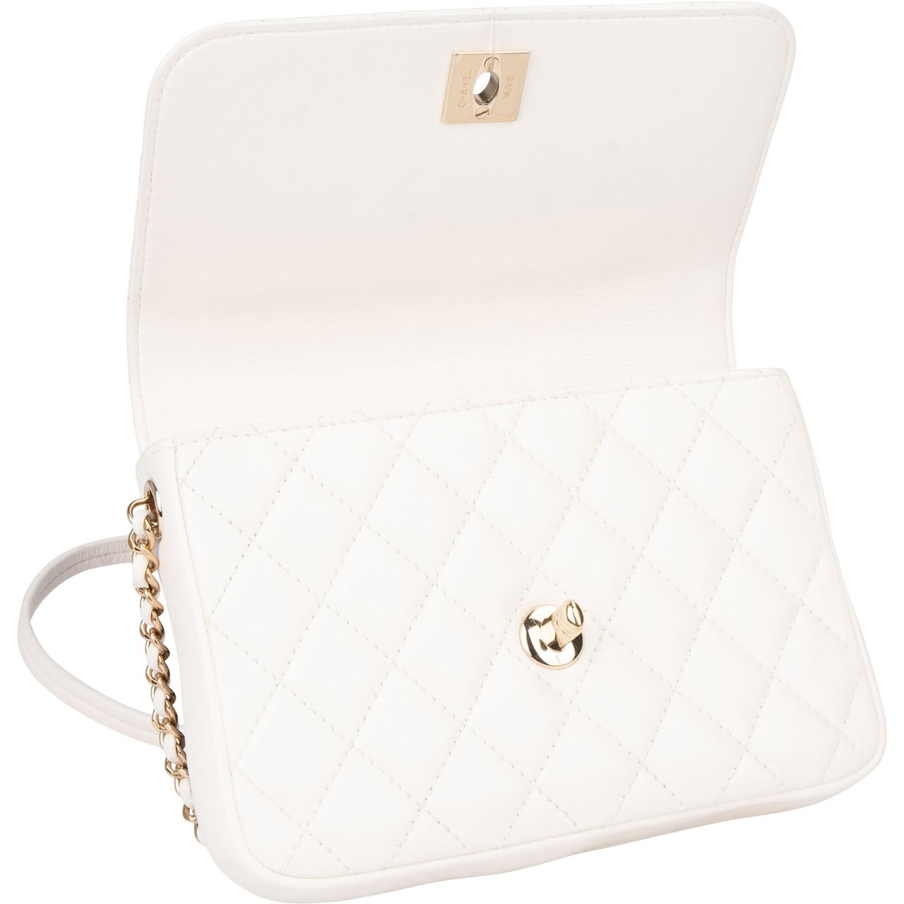 Chanel Chanel Quilted Lambskin Side Packs Single Flap Crossbody Bag Zwart