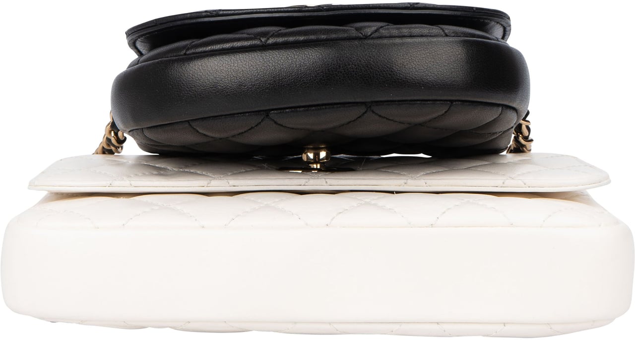 Chanel Chanel Quilted Lambskin Side Packs Single Flap Crossbody Bag Zwart