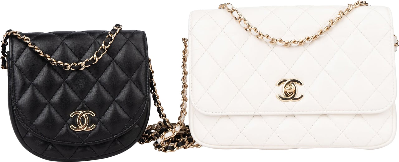 Chanel Chanel Quilted Lambskin Side Packs Single Flap Crossbody Bag Zwart