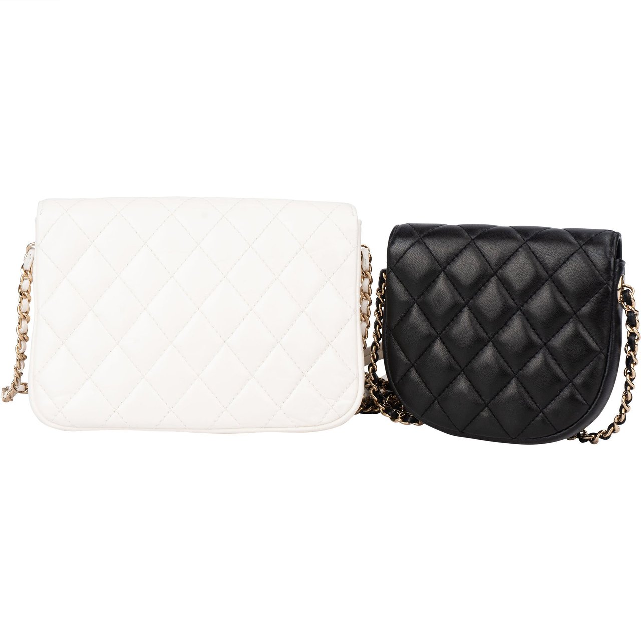 Chanel Chanel Quilted Lambskin Side Packs Single Flap Crossbody Bag Zwart