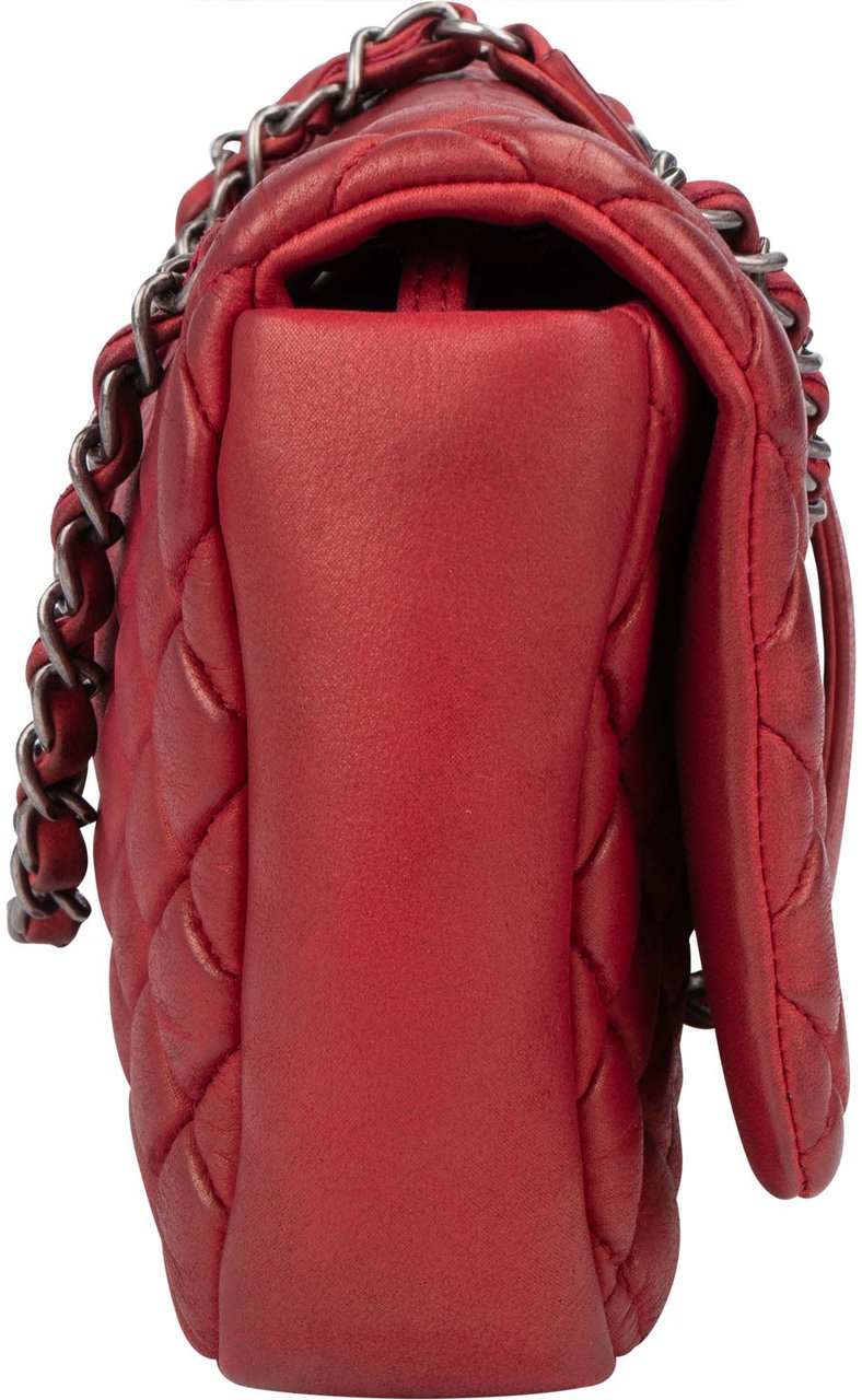 Chanel Chanel Quilted Iridescent Calfskin Single Flap Crossbody Bag Rood