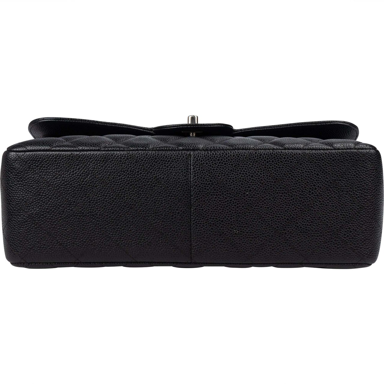 Chanel Chanel Quilted Caviar Leather Jumbo Double Flap Crossbody Bag Zwart