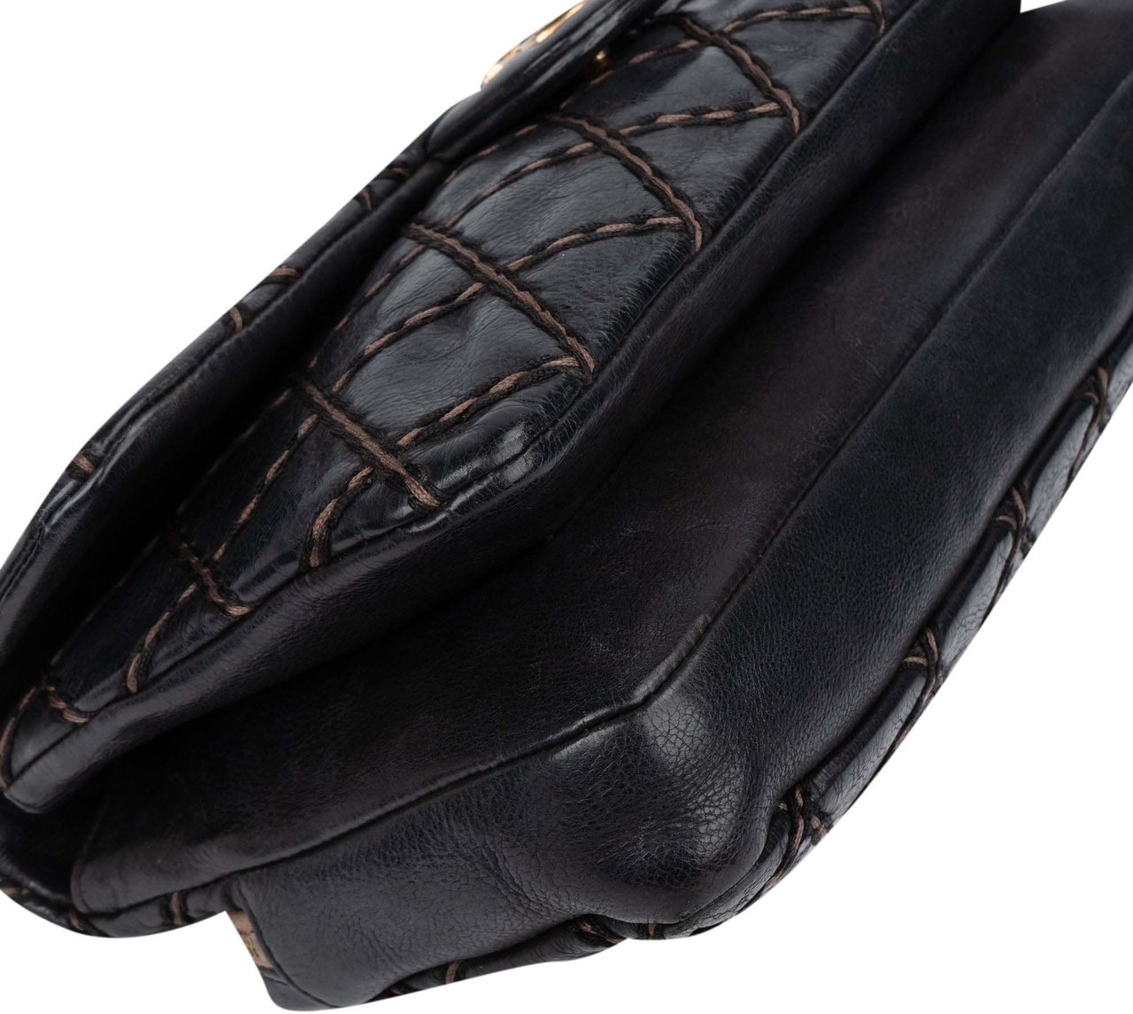 Chanel Chanel Quilted Deerskin Single Flap Crossbody Bag Zwart