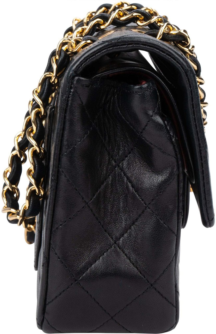 Chanel Chanel Quilted Lambskin 24K Gold Small Double Flap Crossbody Bag Zwart