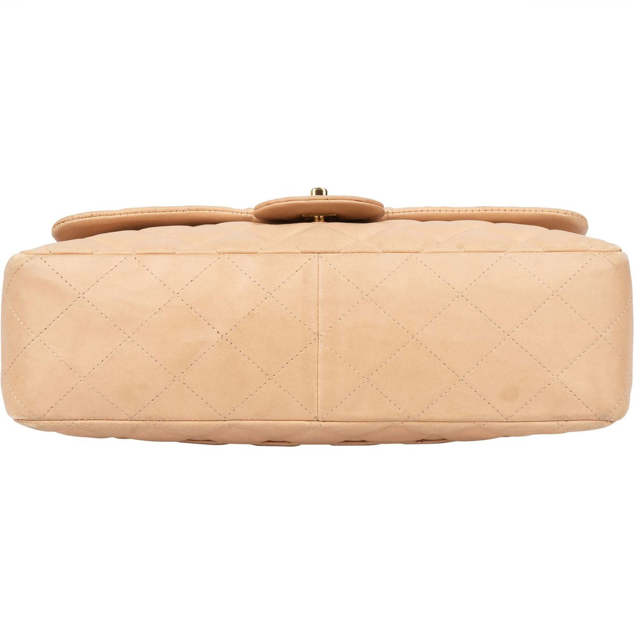 Chanel Chanel Quilted Lambskin Jumbo Single Flap Crossbody Bag Beige