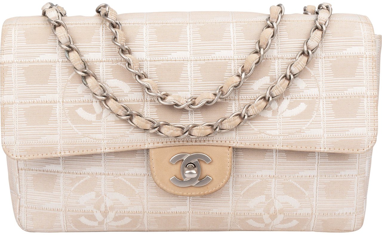 Chanel Chanel Travel Line Monogram Single Flap Crossbody Bag Beige