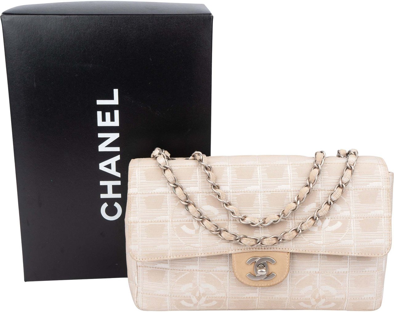 Chanel Chanel Travel Line Monogram Single Flap Crossbody Bag Beige