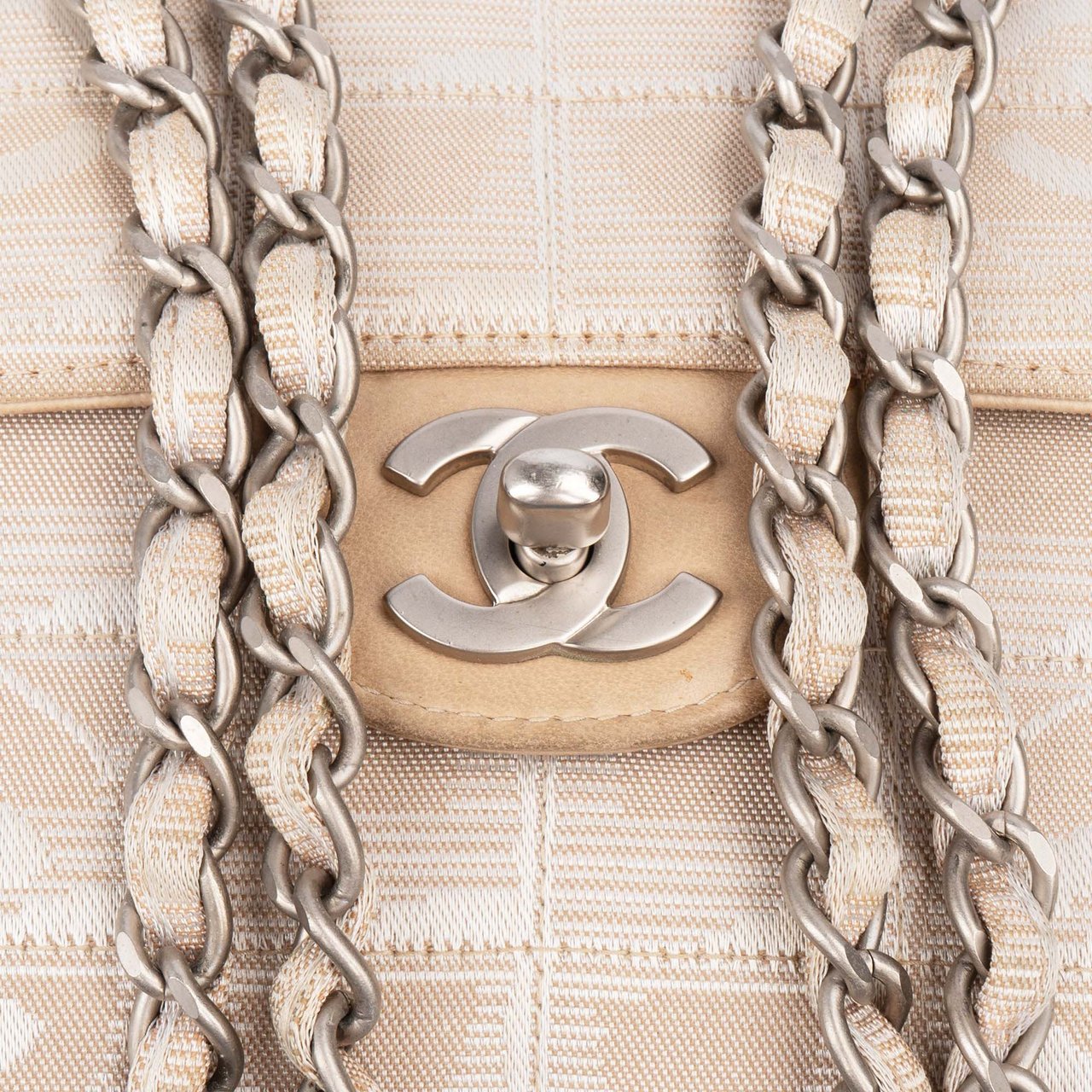 Chanel Chanel Travel Line Monogram Single Flap Crossbody Bag Beige