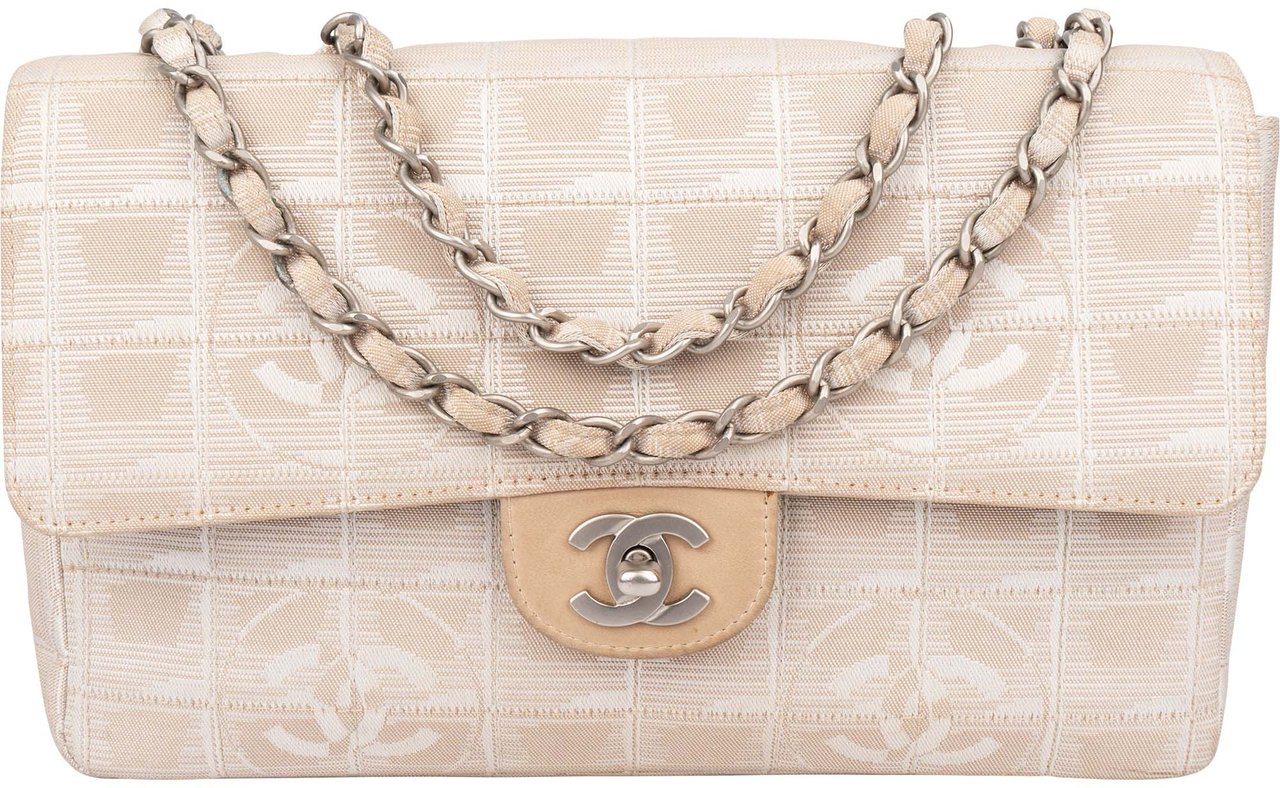 Chanel Chanel Travel Line Monogram Single Flap Crossbody Bag Beige