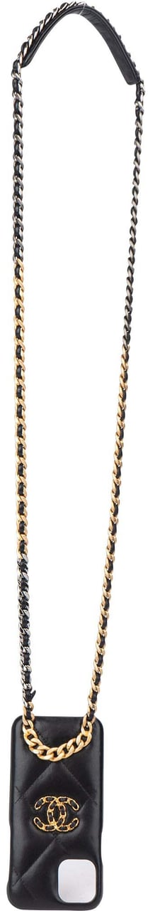 Chanel Chanel 19 Quilted Lambskin CC Crossbody Phone Case IPhone X Pro Zwart