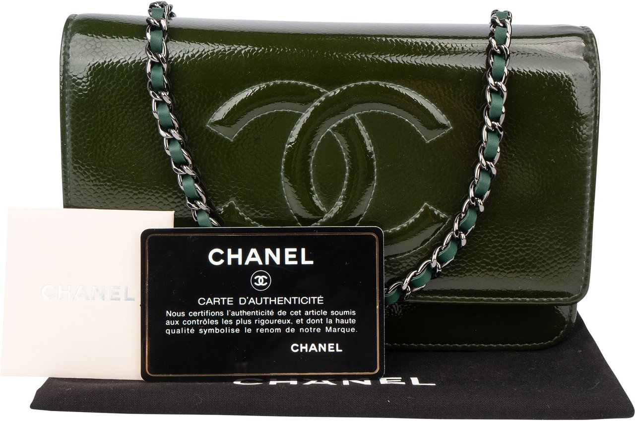 Chanel Chanel Patent Caviar Leather CC Wallet On Chain Crossbody Bag Groen