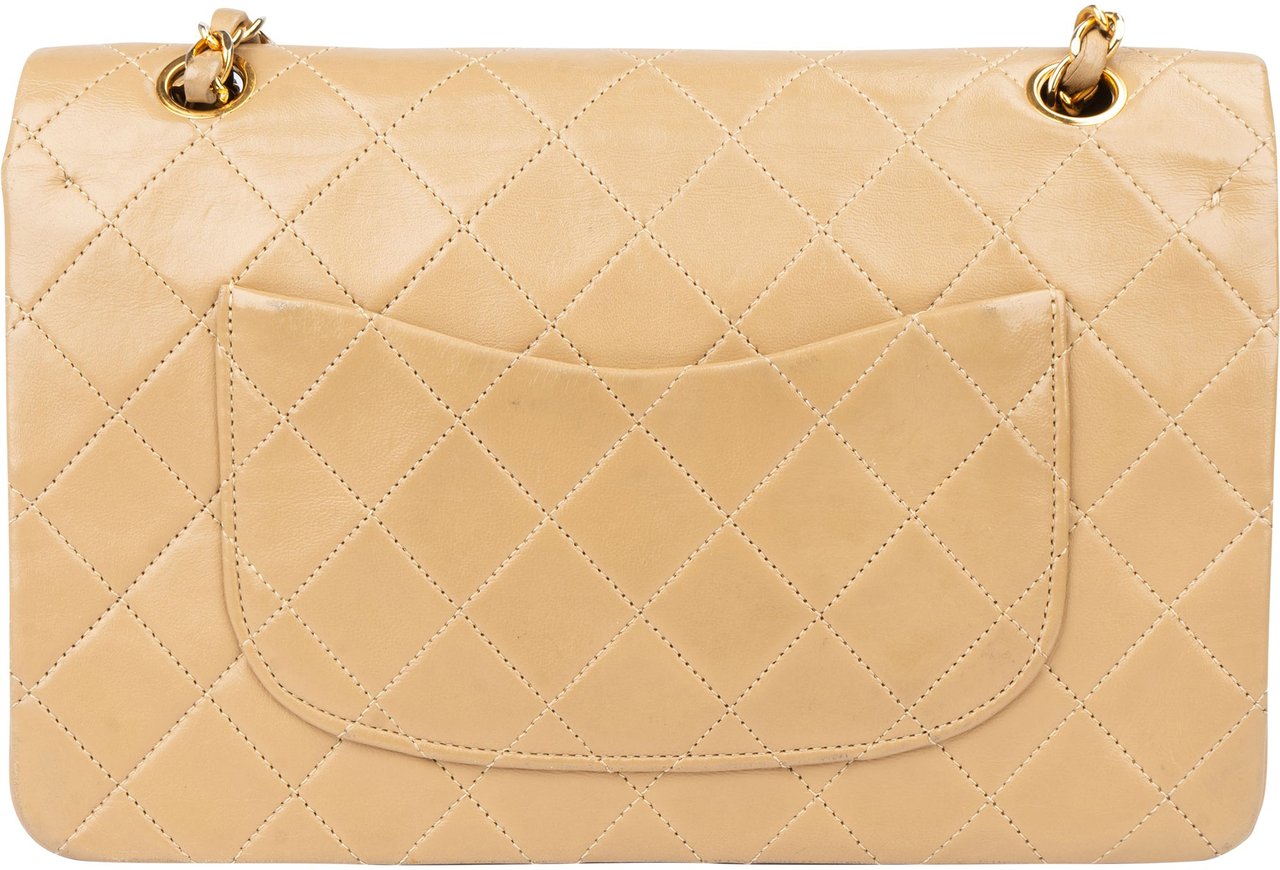 Chanel Chanel Quilted Lambskin 24K Gold Medium Double Flap Shoulder Bag Beige