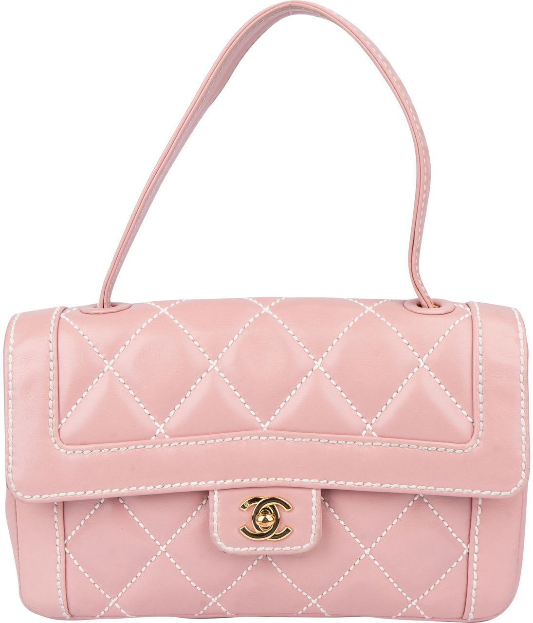 Chanel Chanel Quilted Lambskin 24K Gold Single Flap Rabat Handbag Rood