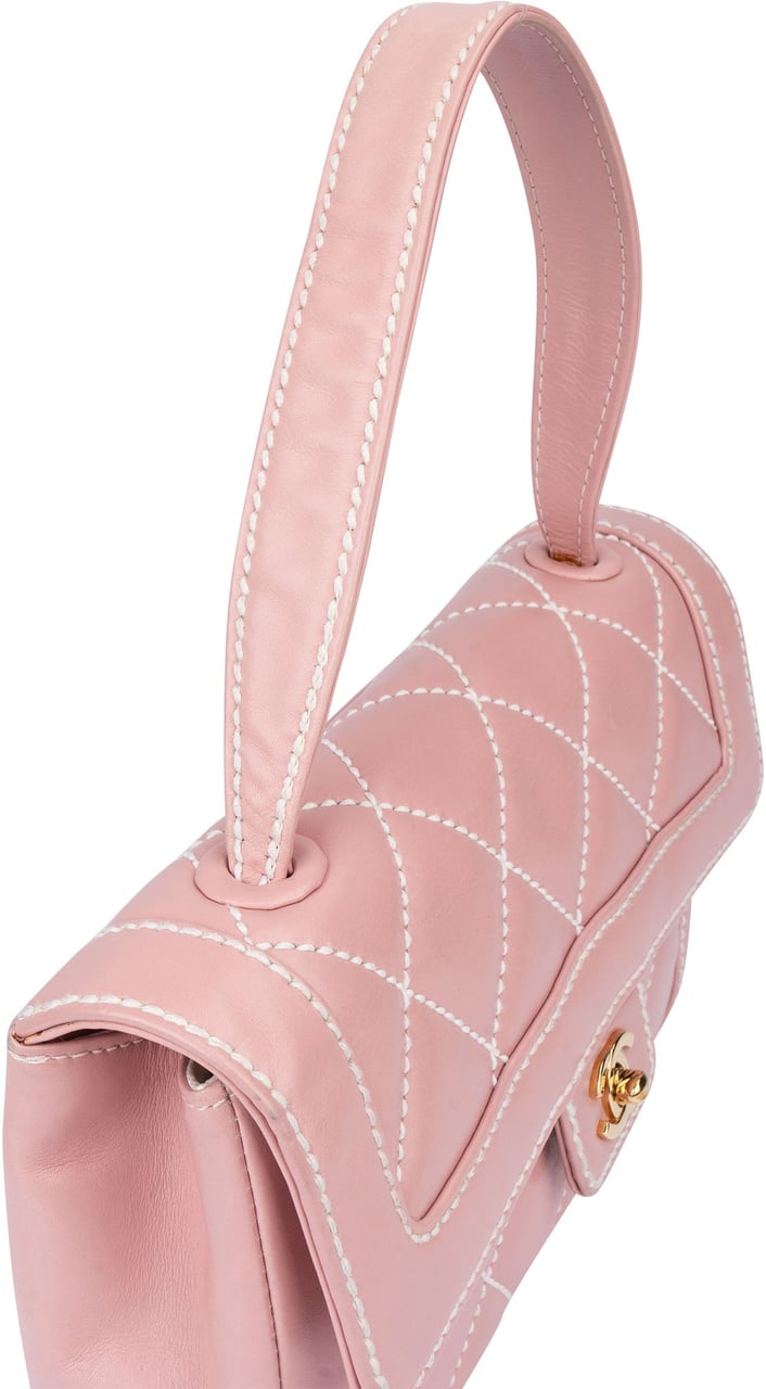 Chanel Chanel Quilted Lambskin 24K Gold Single Flap Rabat Handbag Rood