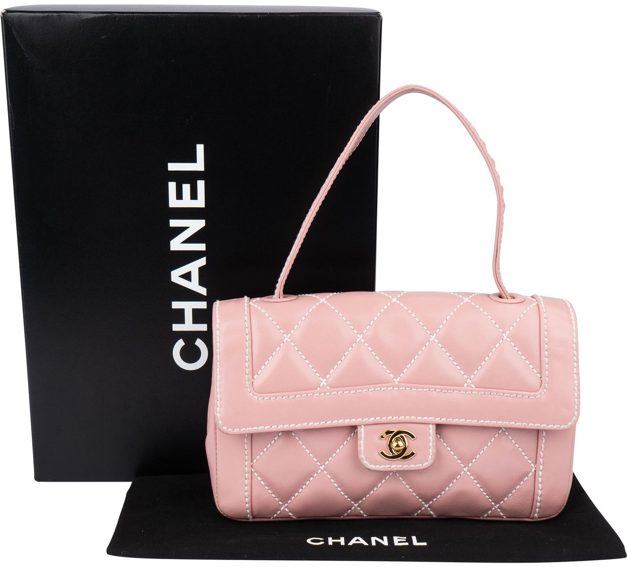 Chanel Chanel Quilted Lambskin 24K Gold Single Flap Rabat Handbag Rood