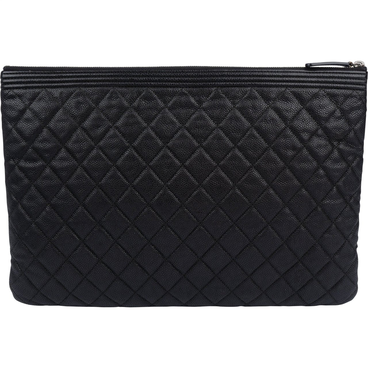 Chanel Chanel Quilted Caviar Leather CC Boy Clutch Zwart