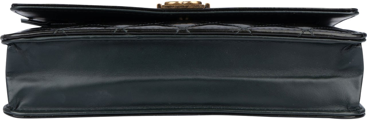 Chanel Chanel Quilted Dark Green Patent Leather Boy Wallet On Chain Crossbody Bag Groen