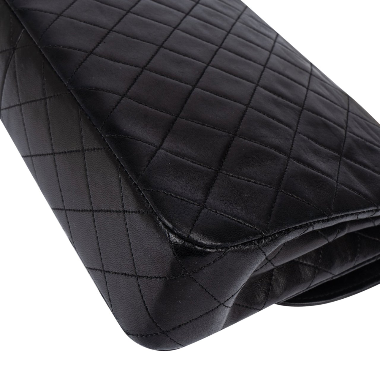 Chanel Chanel Quilted Lambskin 24K Gold Single Flap Shoulder Bag Zwart