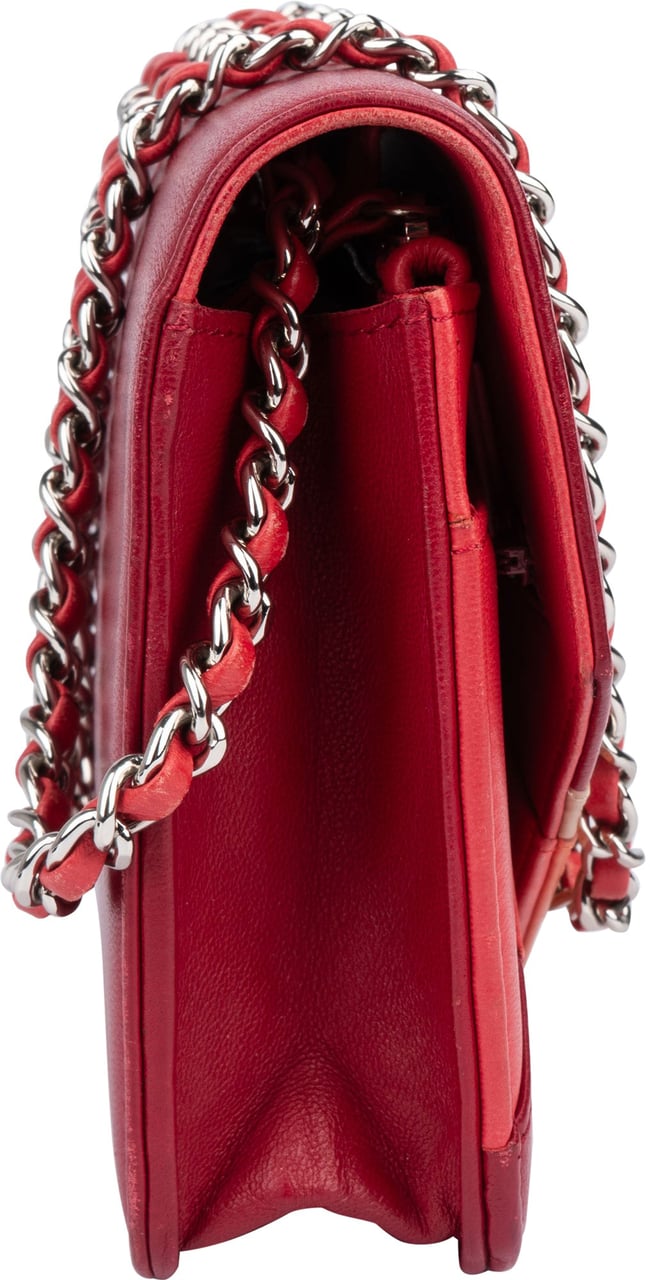 Chanel Chanel Multicolor Lambskin Single Flap Wallet On Chain Crossbody Bag Rood