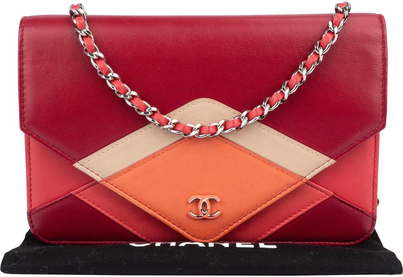 Chanel Chanel Multicolor Lambskin Single Flap Wallet On Chain Crossbody Bag Rood