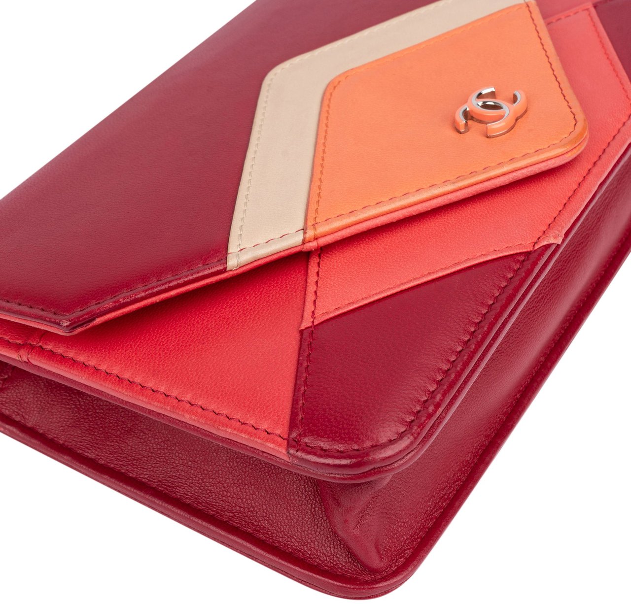 Chanel Chanel Multicolor Lambskin Single Flap Wallet On Chain Crossbody Bag Rood