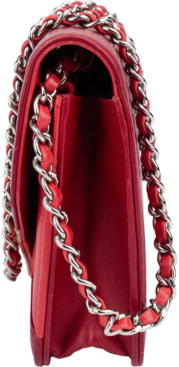 Chanel Chanel Multicolor Lambskin Single Flap Wallet On Chain Crossbody Bag Rood