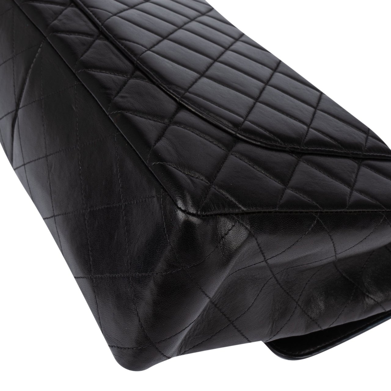 Chanel Chanel Quilted Lambskin 24K Gold Jumbo Single Flap Crossbody Bag Bruin