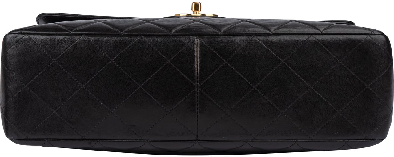 Chanel Chanel Quilted Lambskin 24K Gold Jumbo Single Flap Crossbody Bag Bruin