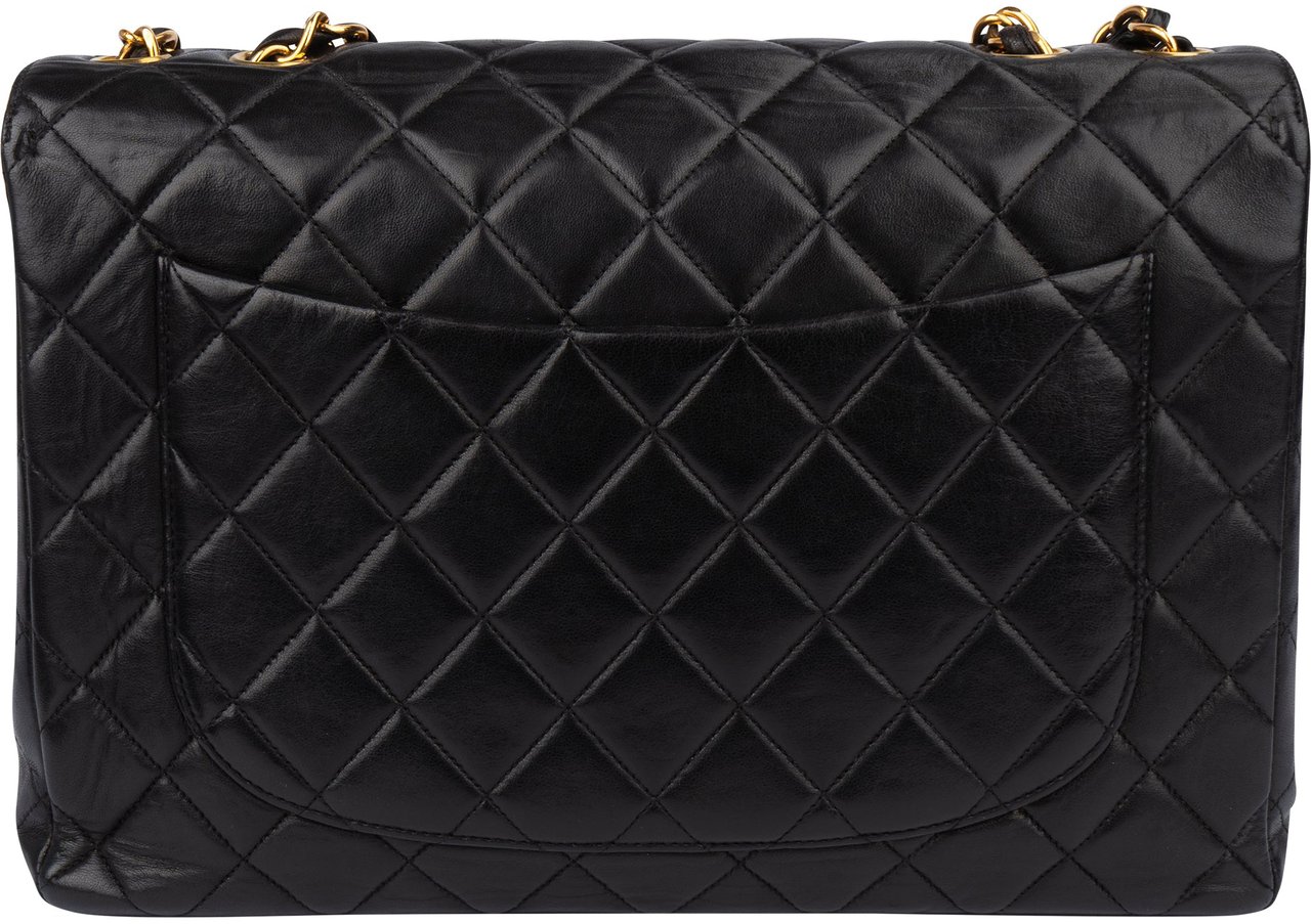 Chanel Chanel Quilted Lambskin 24K Gold Jumbo Single Flap Crossbody Bag Bruin