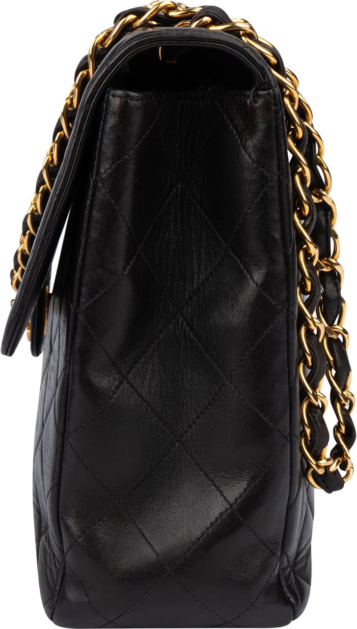 Chanel Chanel Quilted Lambskin 24K Gold Jumbo Single Flap Crossbody Bag Bruin