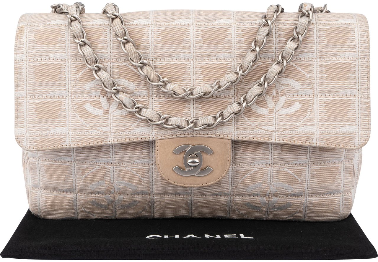Chanel Chanel Travel Line Monogram Single Flap Crossbody Bag Beige