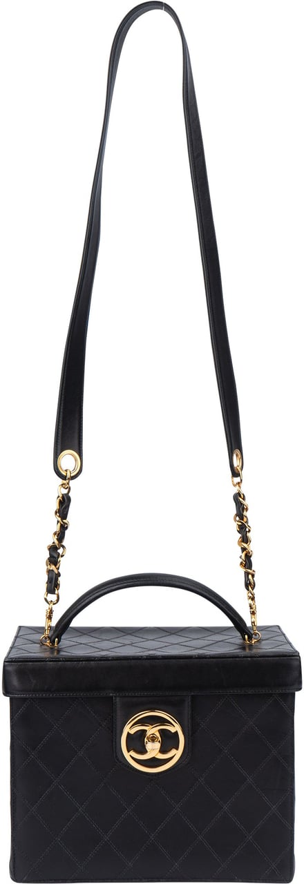 Chanel Chanel Stitching Lambskin CC Vanity Handbag Zwart