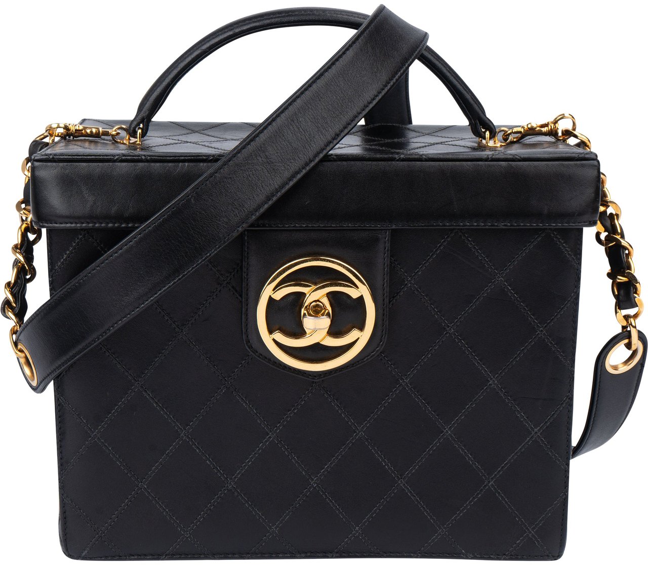 Chanel Chanel Stitching Lambskin CC Vanity Handbag Zwart