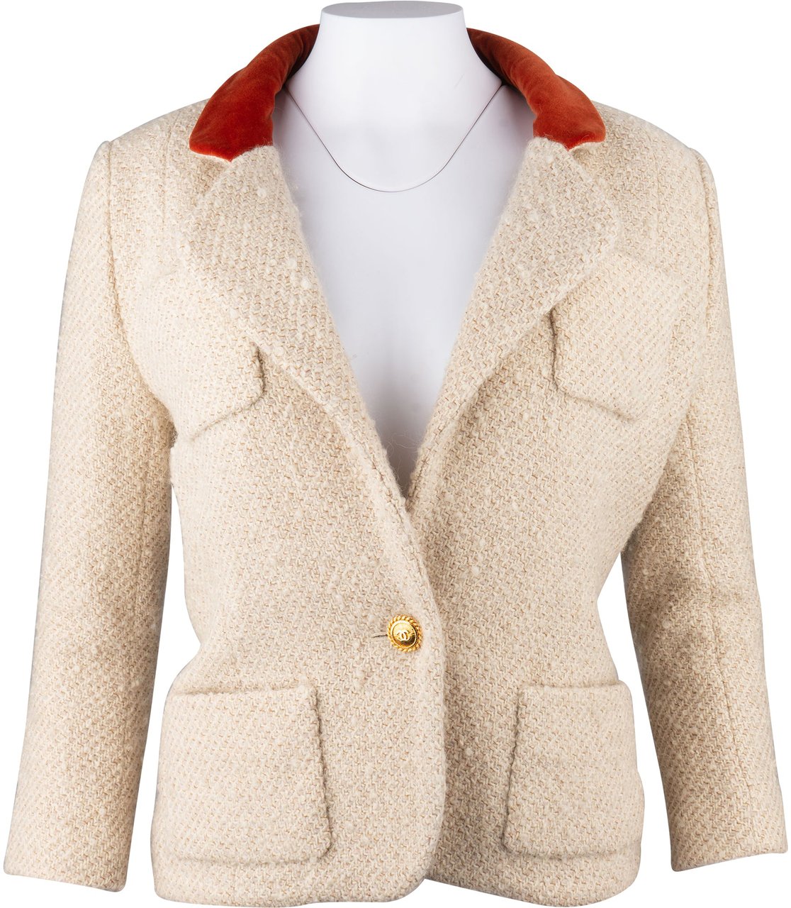 Chanel Chanel Bicolor Tweed Satin Jacket (DE36 / FR38) Beige