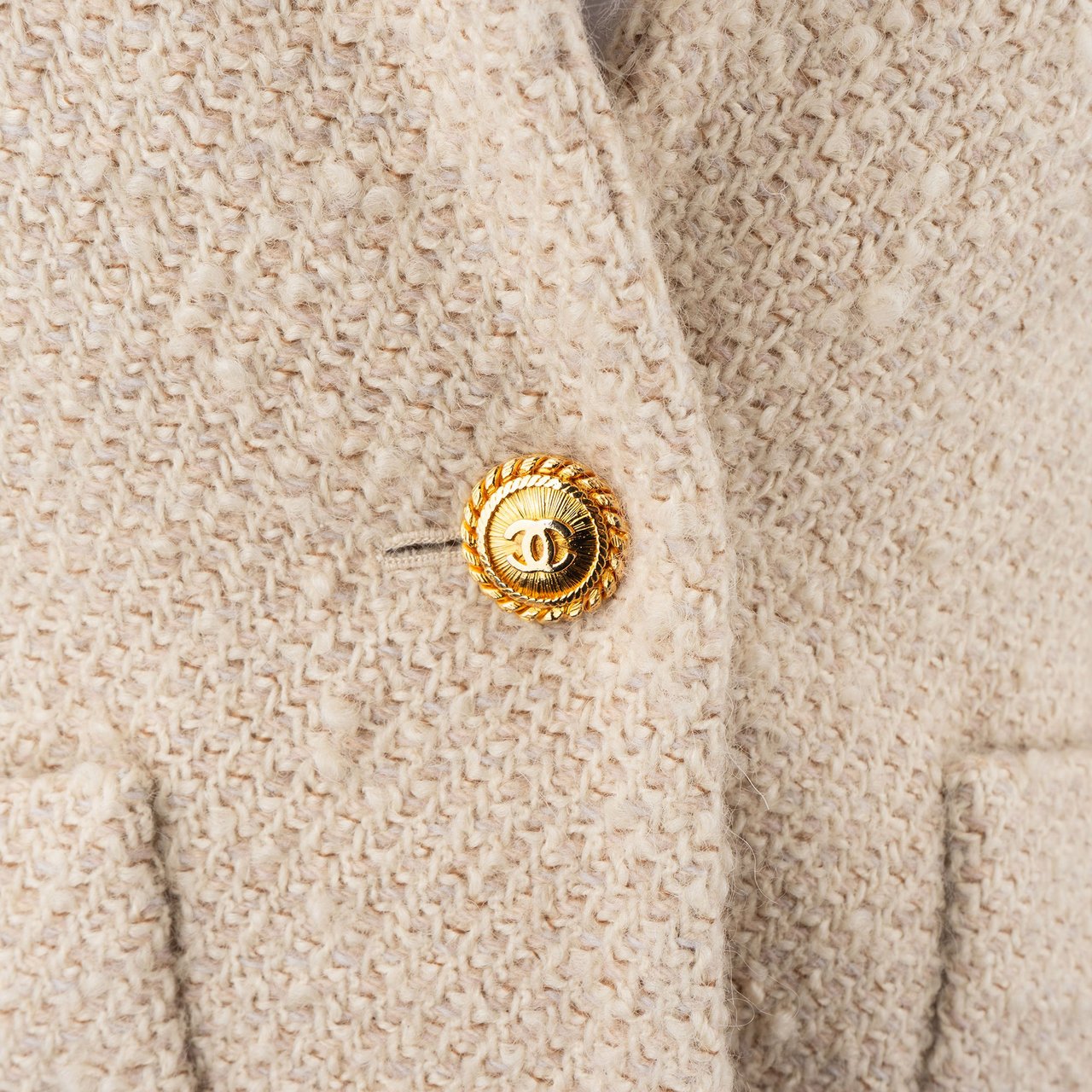 Chanel Chanel Bicolor Tweed Satin Jacket (DE36 / FR38) Beige