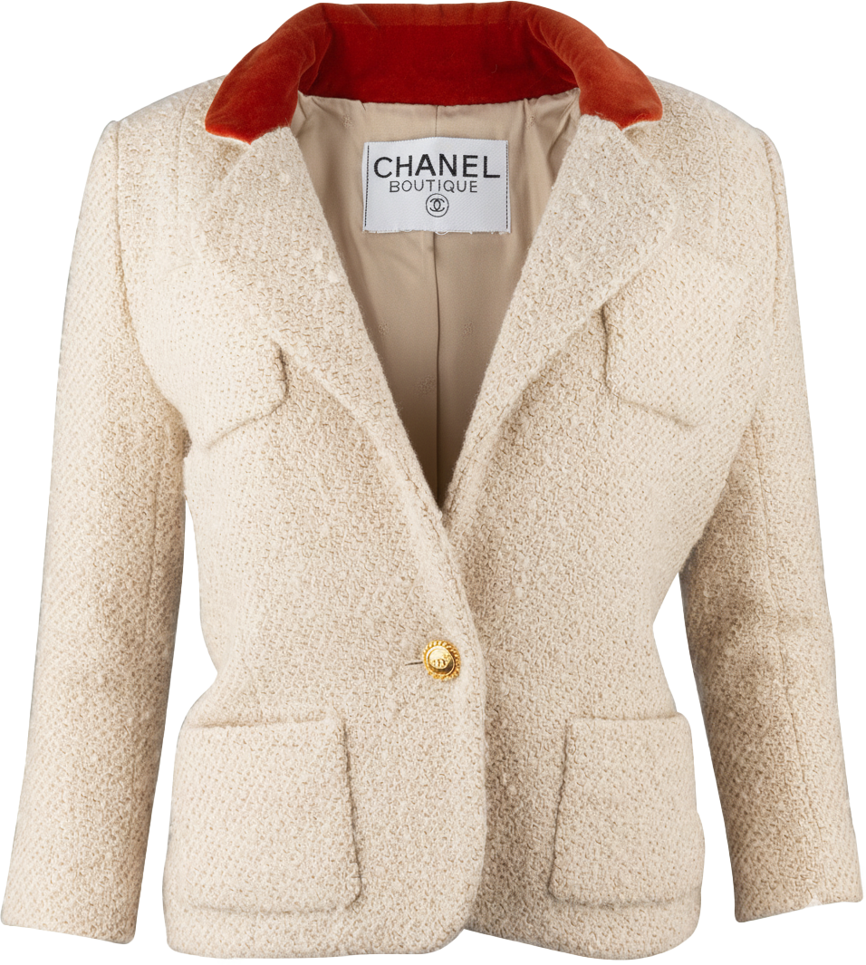 Chanel Chanel Bicolor Tweed Satin Jacket (DE36 / FR38) Beige