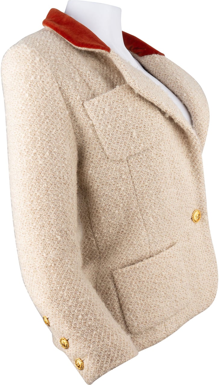 Chanel Chanel Bicolor Tweed Satin Jacket (DE36 / FR38) Beige