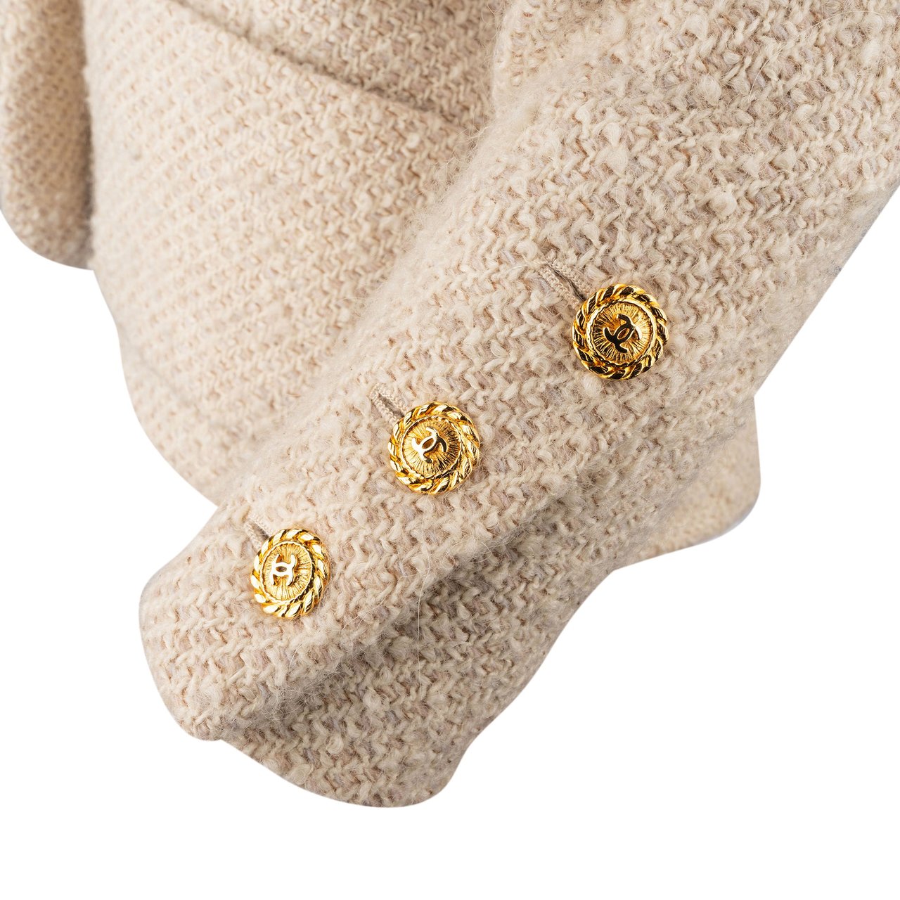 Chanel Chanel Bicolor Tweed Satin Jacket (DE36 / FR38) Beige